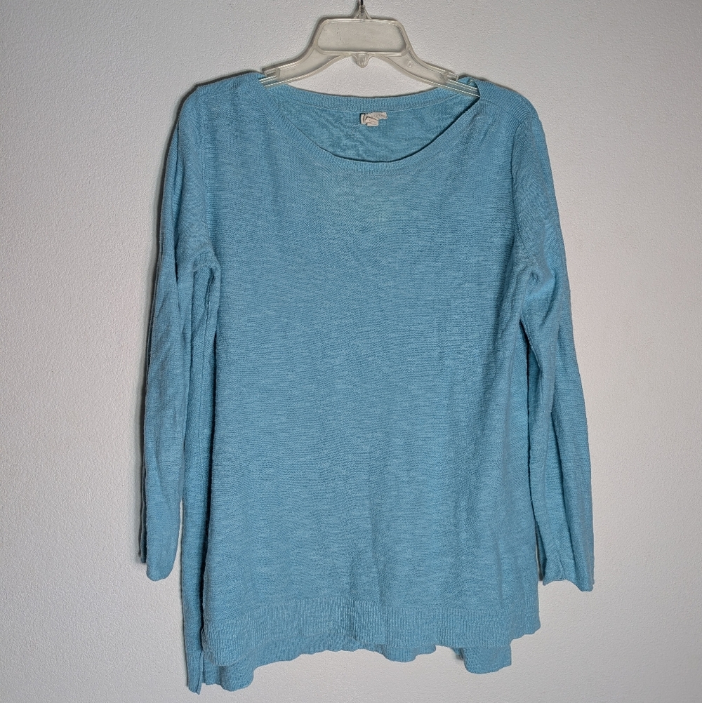 Eileen Fisher Womens Sweater‎ Organic Linen Cotton Coastal Beachy Pastel Large